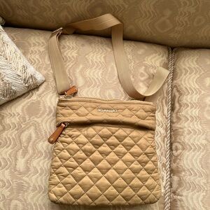 MZ Wallace Tan Crossbody Bag with Quilted Design